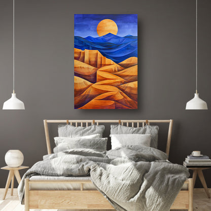 Surrealistisch berglandschap met felle kleuren poster