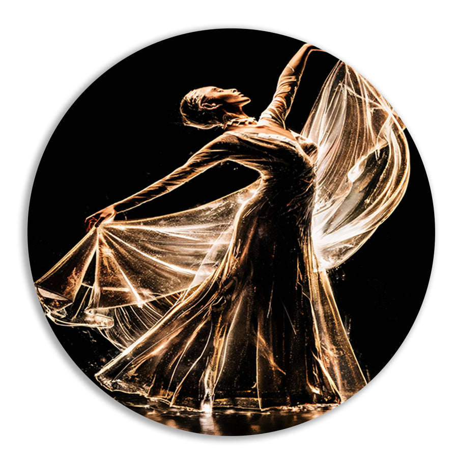 Elegante Dans van Licht en Schaduw aluminium muurcirkel
