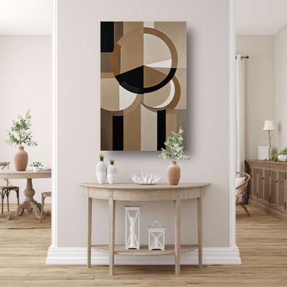 Geometrische Compositie met Aardetinten en Cirkels canvas