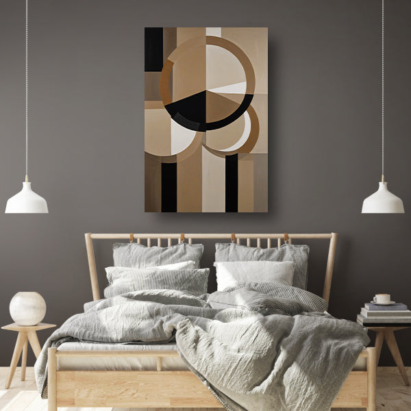 Geometrische Compositie met Aardetinten en Cirkels canvas