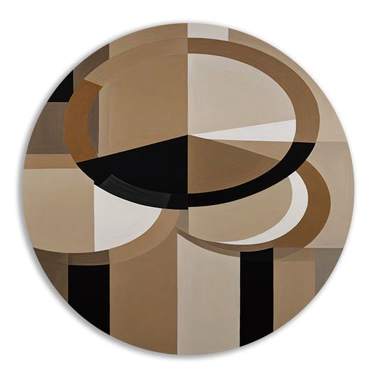 Geometrische Compositie met Aardetinten en Cirkels aluminium muurcirkel