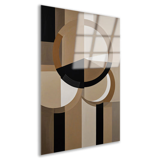 Geometrische Compositie met Aardetinten en Cirkels acrylglas