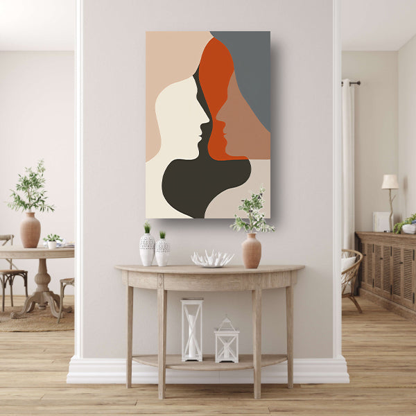 Abstracte Menselijke Profielen in Harmonieuze Kleuren canvas