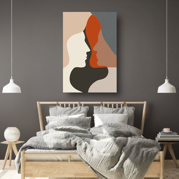 Abstracte Menselijke Profielen in Harmonieuze Kleuren canvas