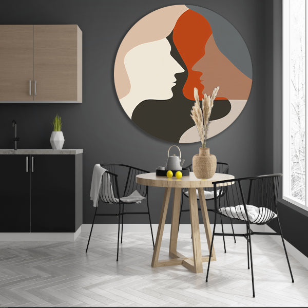 Abstracte Menselijke Profielen in Harmonieuze Kleuren aluminium muurcirkel
