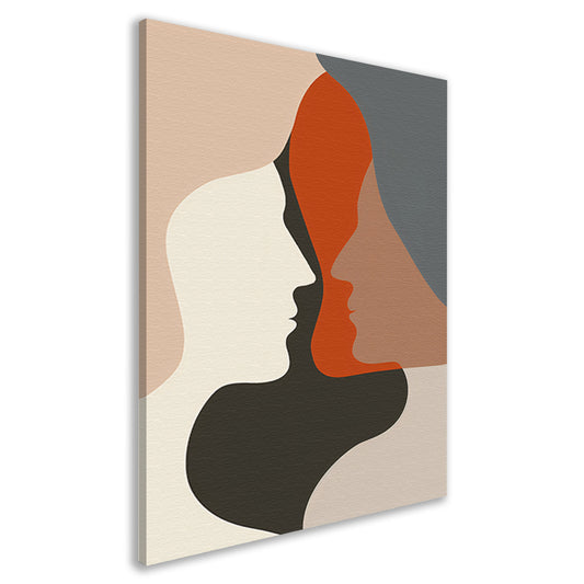 Abstracte Menselijke Profielen in Harmonieuze Kleuren canvas