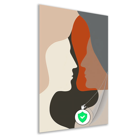 Abstracte Menselijke Profielen in Harmonieuze Kleuren poster