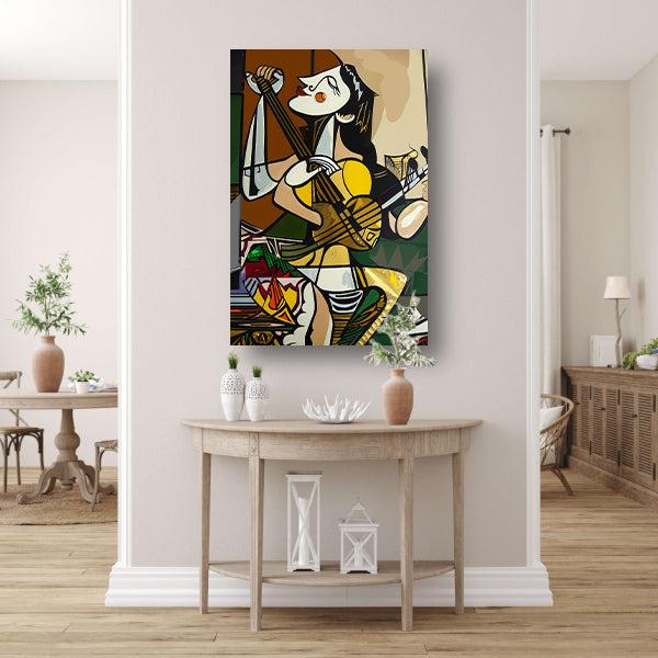 Abstract muzikant in dynamische kleuren canvas