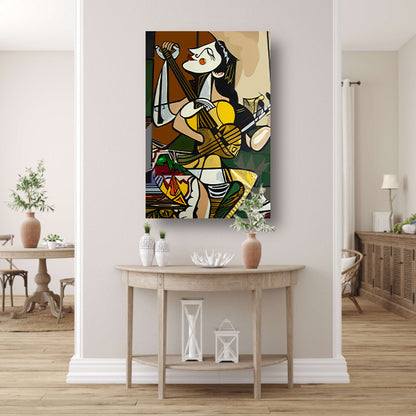 Abstract muzikant in dynamische kleuren canvas