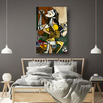 Abstract muzikant in dynamische kleuren canvas