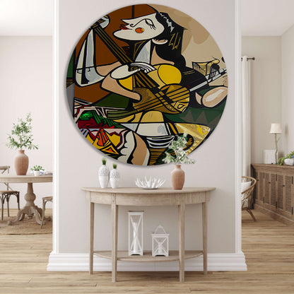 Abstract muzikant in dynamische kleuren forex muurcirkel