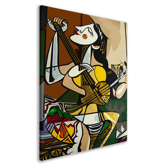 Abstract muzikant in dynamische kleuren canvas