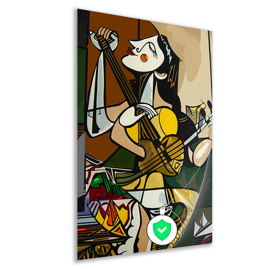 Abstract muzikant in dynamische kleuren poster