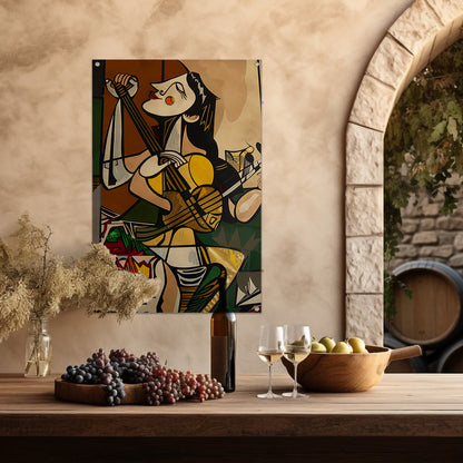 Abstract muzikant in dynamische kleuren tuinposter