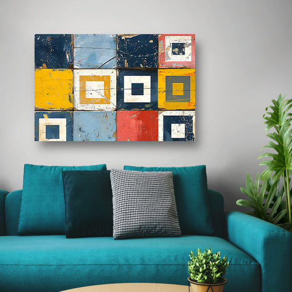 Vierkanten en Rechthoeken in Primaire Tinten canvas