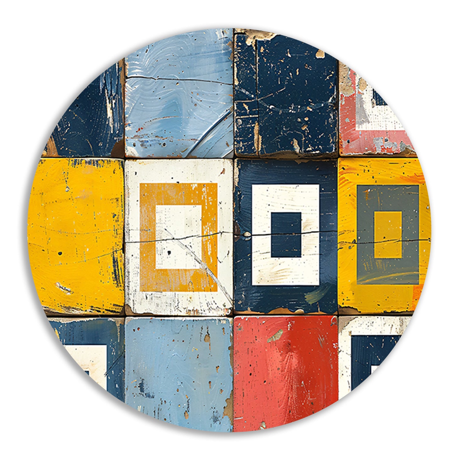 Vierkanten en Rechthoeken in Primaire Tinten aluminium muurcirkel