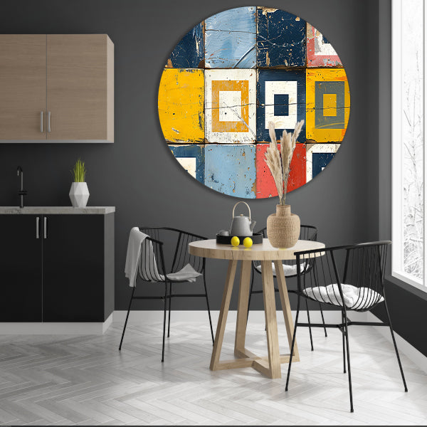 Vierkanten en Rechthoeken in Primaire Tinten aluminium muurcirkel