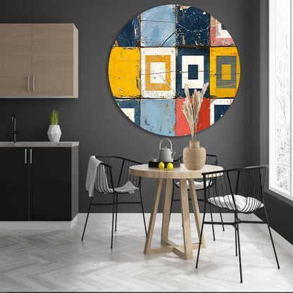 Vierkanten en Rechthoeken in Primaire Tinten aluminium muurcirkel