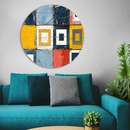 Vierkanten en Rechthoeken in Primaire Tinten aluminium muurcirkel