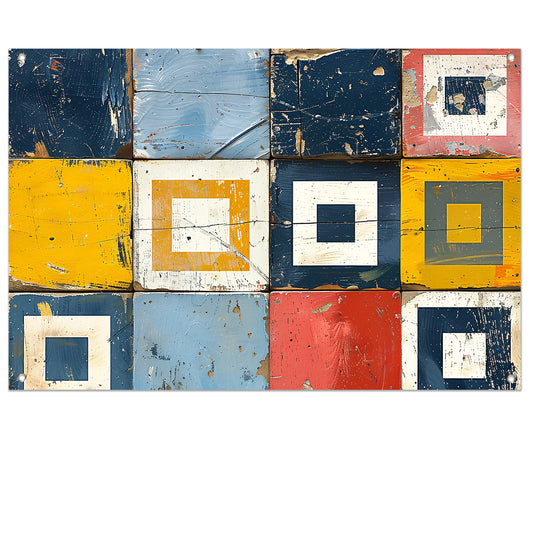 Vierkanten en Rechthoeken in Primaire Tinten tuinposter