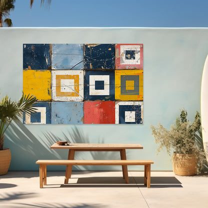 Vierkanten en Rechthoeken in Primaire Tinten tuinposter