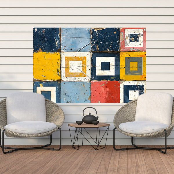 Vierkanten en Rechthoeken in Primaire Tinten tuinposter