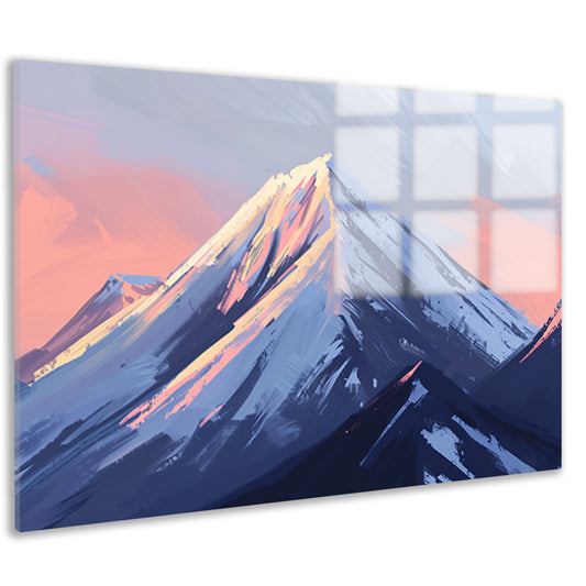 Digitale schilderij van berg bij zonsondergang acrylglas