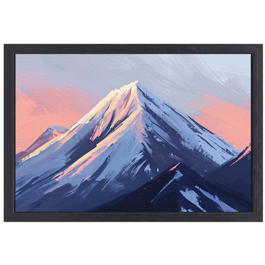 Digitale schilderij van berg bij zonsondergang canvas met baklijst