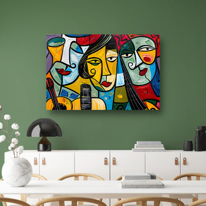 Kubistisch portret van muzikanten met instrumenten   acrylglas