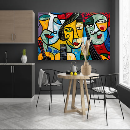 Kubistisch portret van muzikanten met instrumenten   acrylglas