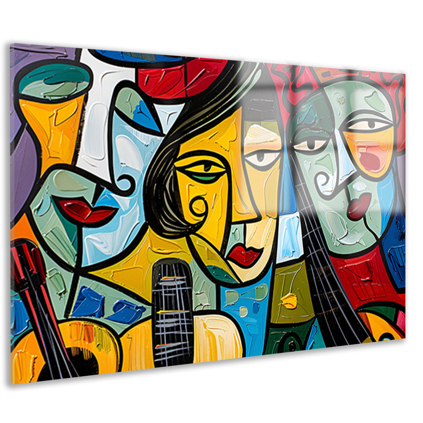 Kubistisch portret van muzikanten met instrumenten   acrylglas