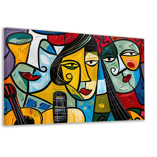 Kubistisch portret van muzikanten met instrumenten  canvas