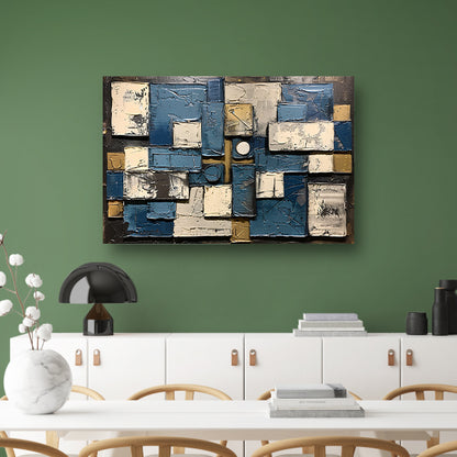 Abstract schilderij met rechthoeken en cirkels poster