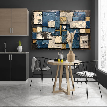 Abstract schilderij met rechthoeken en cirkels canvas