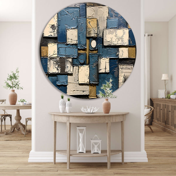 Abstract schilderij met rechthoeken en cirkels forex muurcirkel