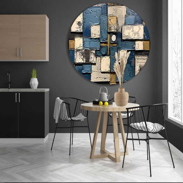 Abstract schilderij met rechthoeken en cirkels forex muurcirkel