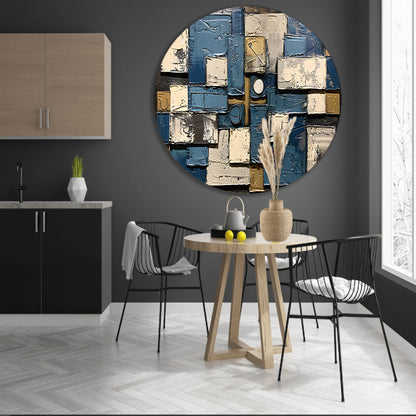 Abstract schilderij met rechthoeken en cirkels forex muurcirkel