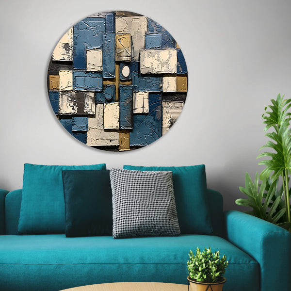 Abstract schilderij met rechthoeken en cirkels forex muurcirkel