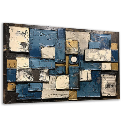 Abstract schilderij met rechthoeken en cirkels canvas