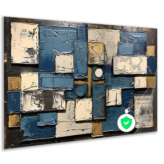 Abstract schilderij met rechthoeken en cirkels poster