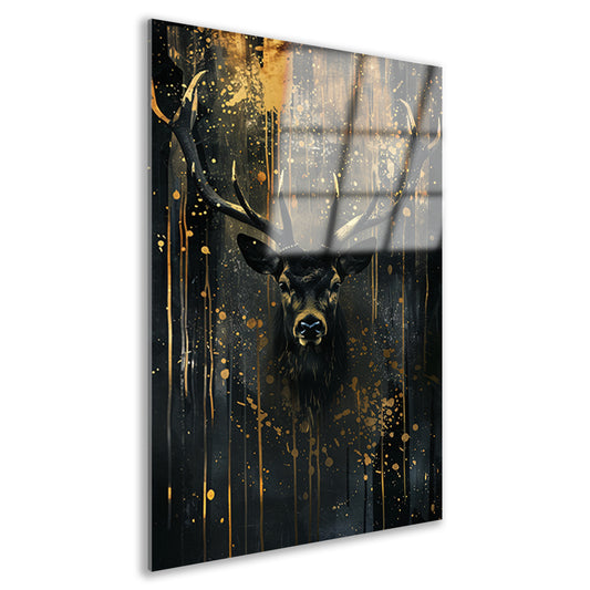 Mysterieuze hert met gouden accenten acrylglas