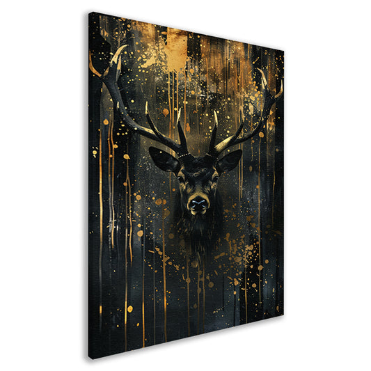 Mysterieuze hert met gouden accenten canvas