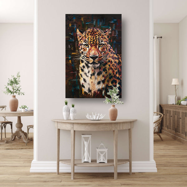 Expressief Luipaard in Moderne Kunststijl canvas