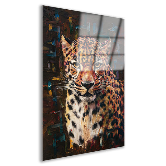 Expressief Luipaard in Moderne Kunststijl acrylglas