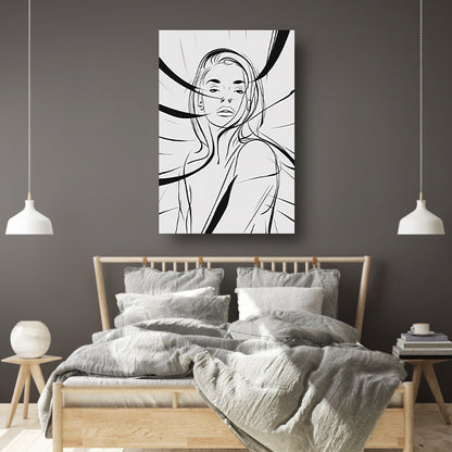 Minimale lijnillustratie van vrouwengezicht canvas
