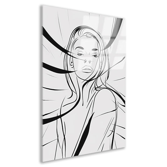Minimale lijnillustratie van vrouwengezicht acrylglas