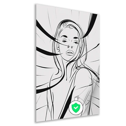 Minimale lijnillustratie van vrouwengezicht poster