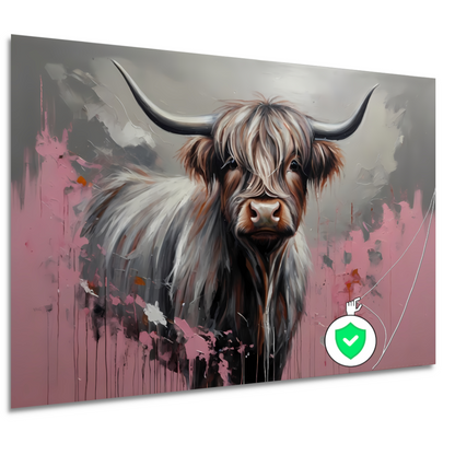 Kleurrijke Highland Koe in Modern Ontwerp poster