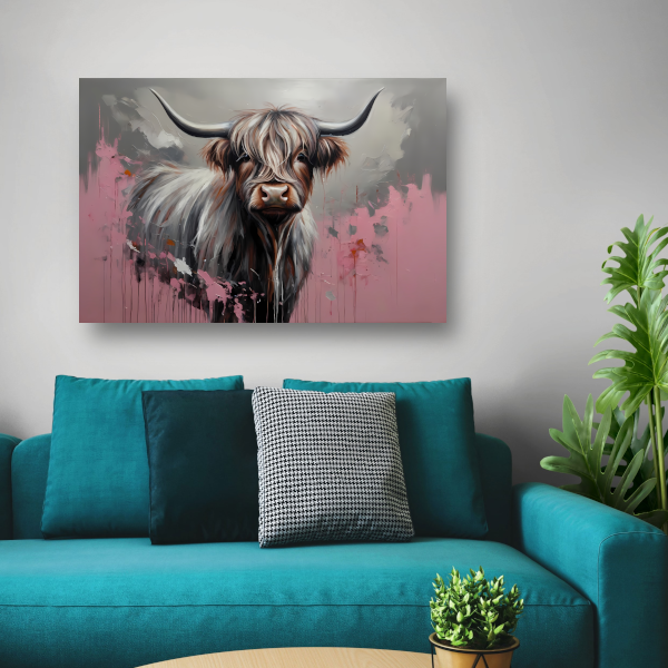 Kleurrijke Highland Koe in Modern Ontwerp poster