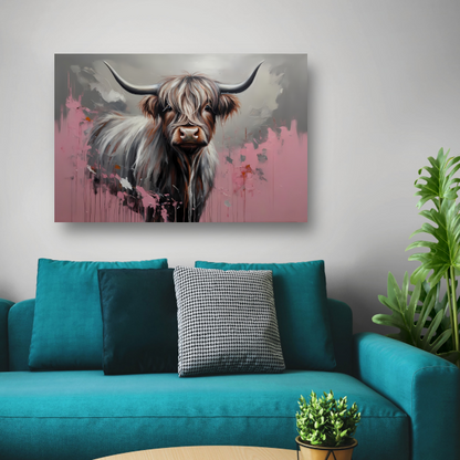 Kleurrijke Highland Koe in Modern Ontwerp poster